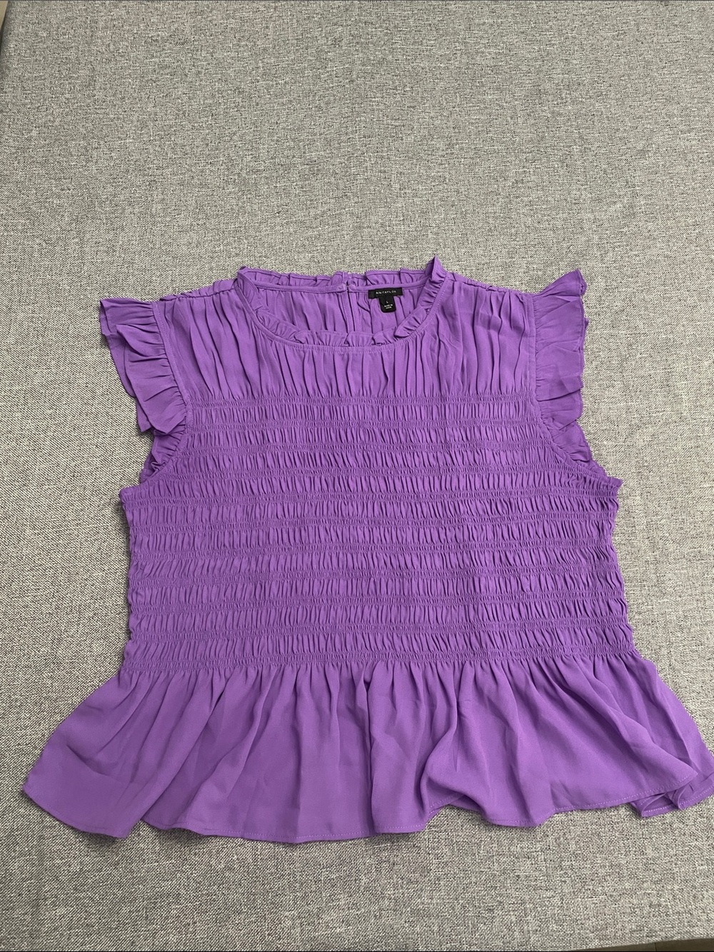 Ann Taylor Lavender Ruffle Smocked Peplum Blouse
